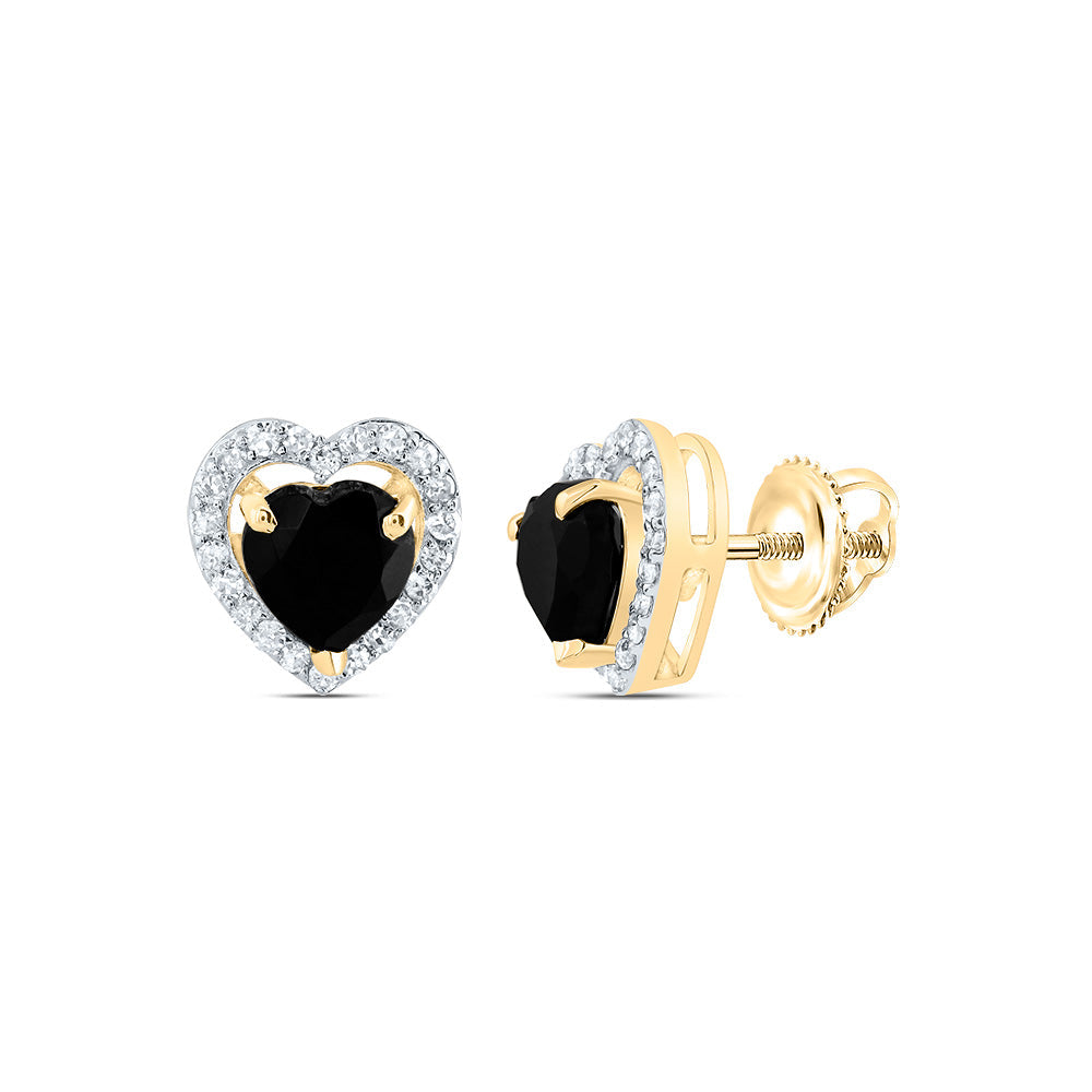 1/5CTW-NAT DIA P1 5 MM HEART BLACK ONYX GIFT EARRING Daisy Joyeria