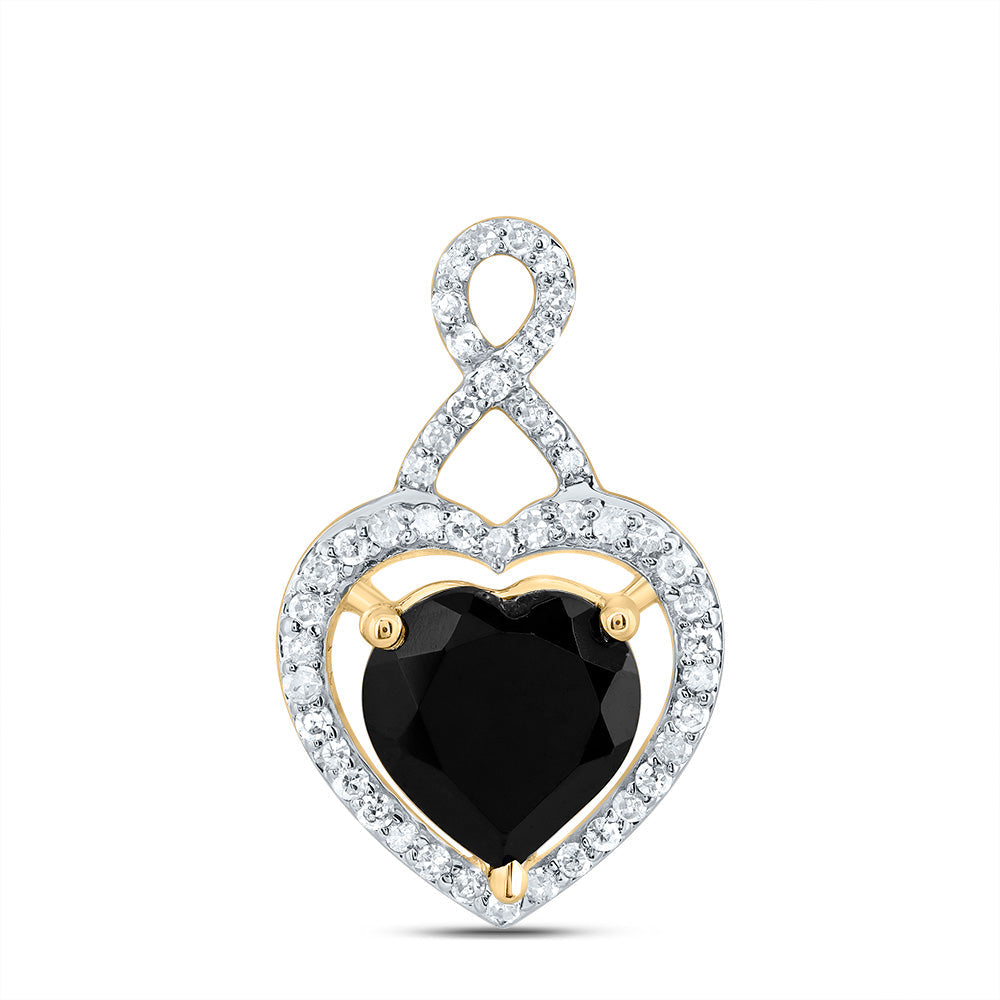 1/5CTW-NAT DIA P1 8 MM HEART BLACK ONYX GIFT PENDANT Daisy Joyeria