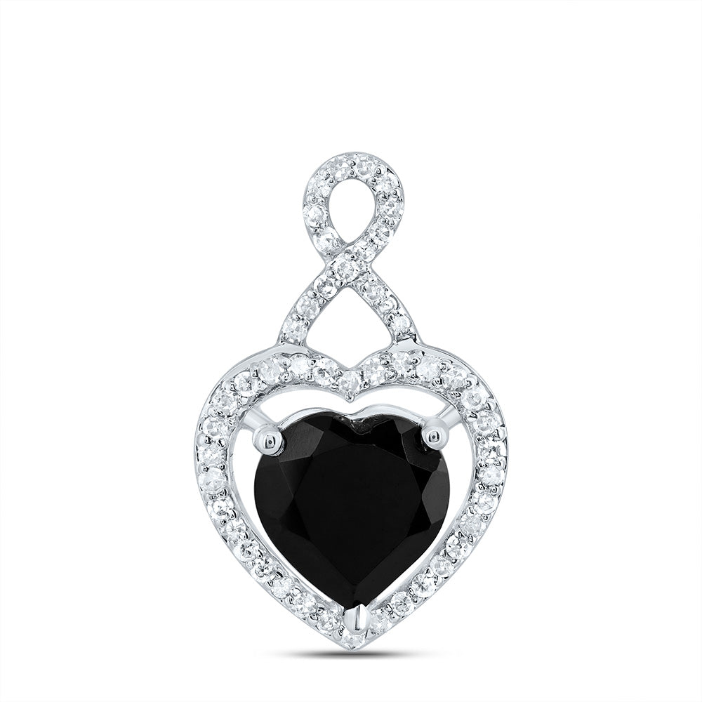 1/5CTW-NAT DIA P1 8 MM HEART BLACK ONYX GIFT PENDANT Daisy Joyeria