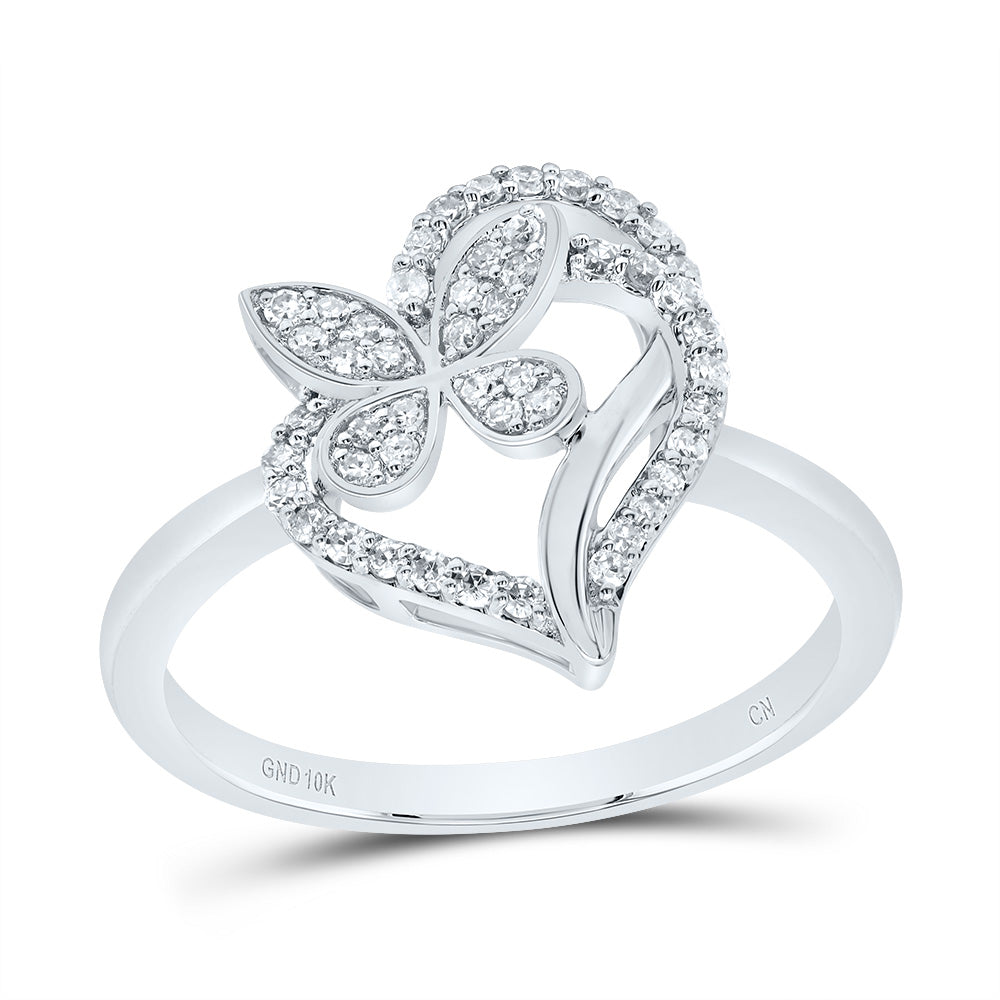 1/4CTW-NAT DIA CN GIFT BUTTERFLY HEART RING 7 Daisy Joyeria