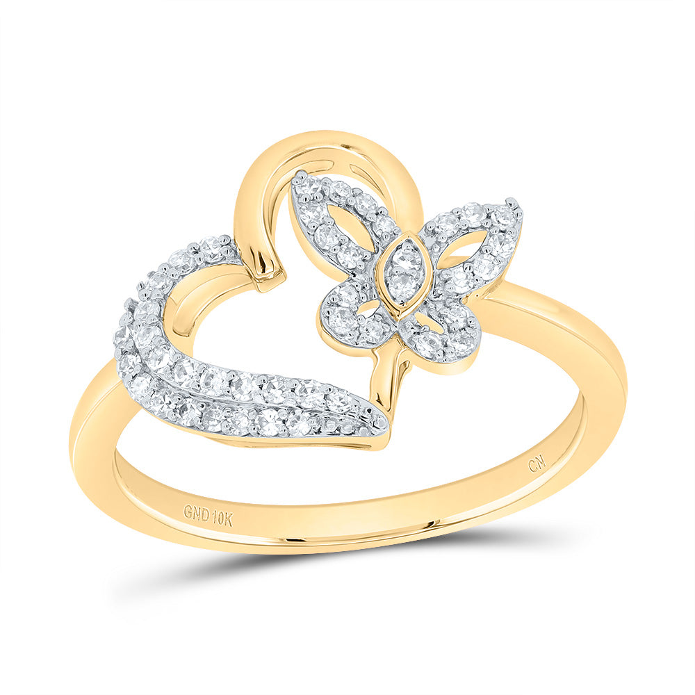 1/5CTW-NAT DIA CN GIFT BUTTERFLY HEART RING 7 Daisy Joyeria