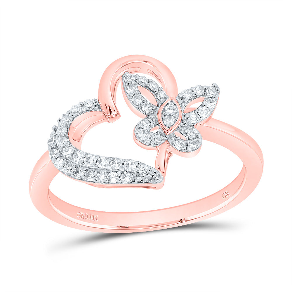 1/5CTW-NAT DIA CN GIFT BUTTERFLY HEART RING 7 Daisy Joyeria