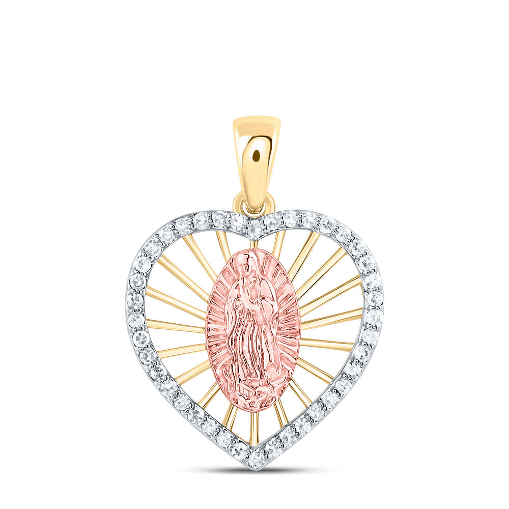 1/6CTW-NAT DIA NK GIFT HEART MOTHER MARY PENDANT Daisy Joyeria