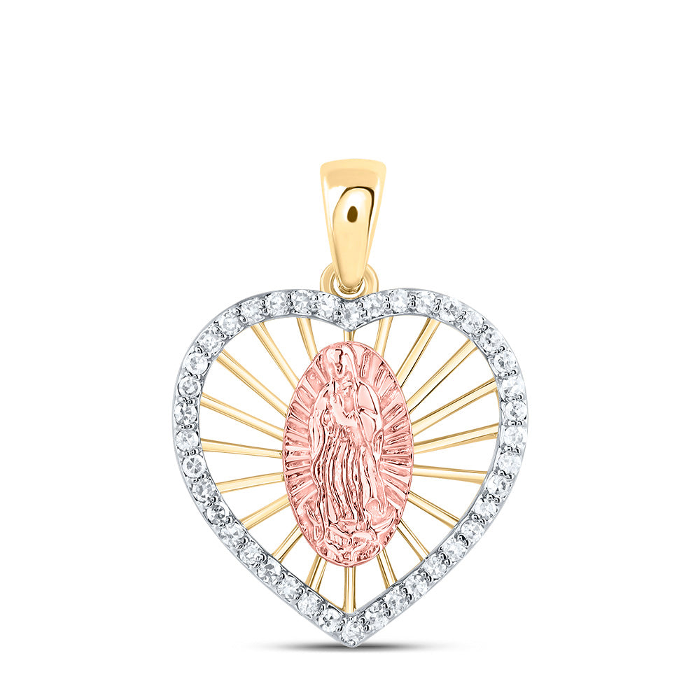 1/6CTW-NAT DIA NK GIFT HEART MOTHER MARY PENDANT Daisy Joyeria