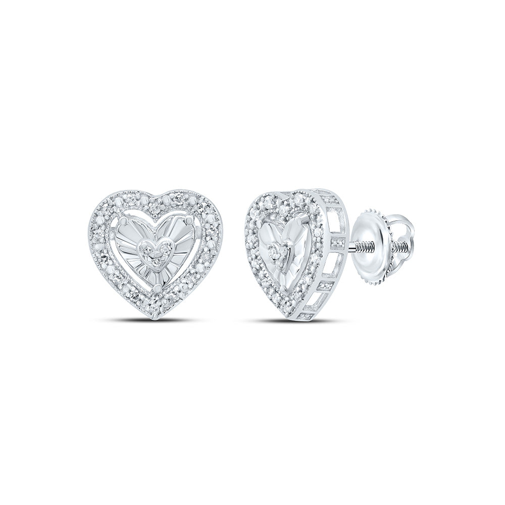 1/10CTW-NAT DIA P1 GIFT HEART STUD EARRING Daisy Joyeria