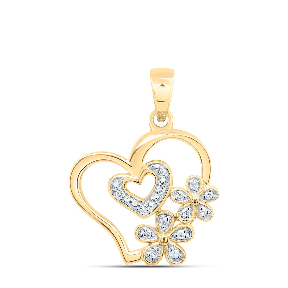 1/20CTW-NAT DIA P1 GIFT FLOWER HEART PENDANT Daisy Joyeria