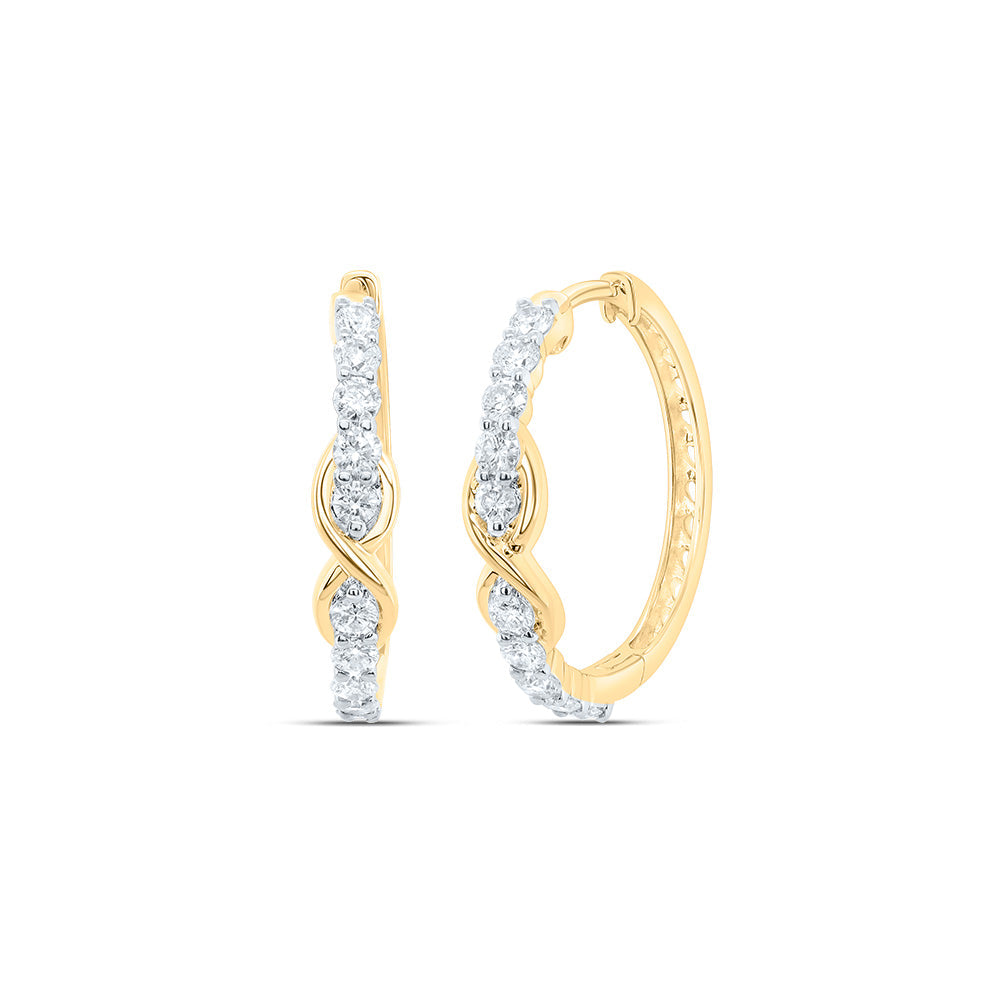 5/8CTW-NAT DIA CN FASHION INFINITY HOOP EARRING Daisy Joyeria