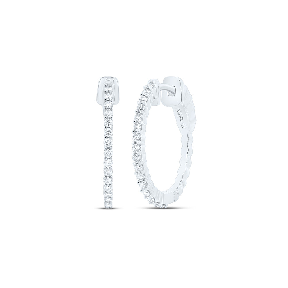 3/8CTW-NAT DIA NK FASHION HOOP EARRING Daisy Joyeria