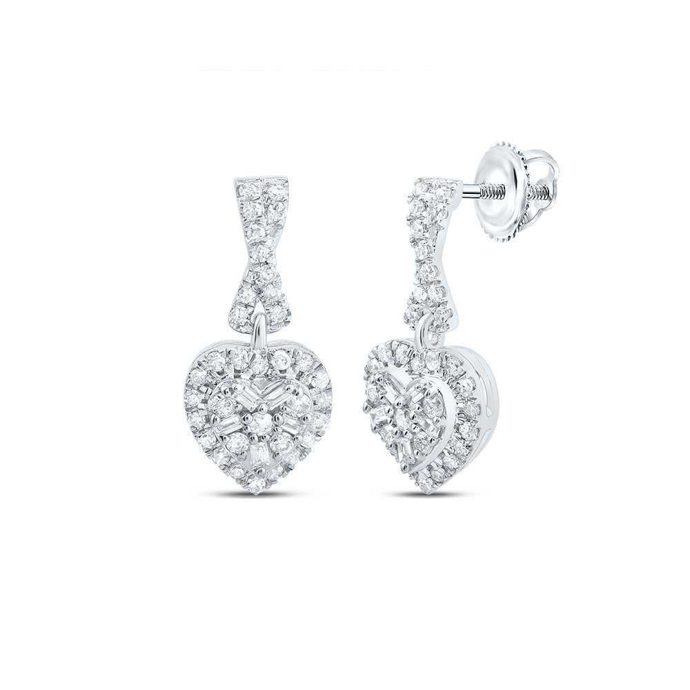 1/3CTW-NAT DIA CN FASHION DANGLING HEART EARRING Daisy Joyeria