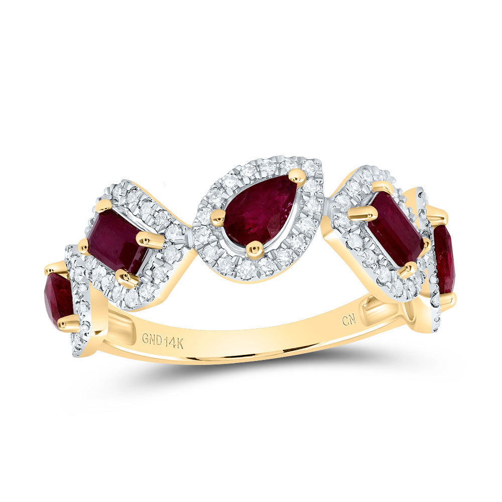 1/3CTW-NAT DIA CN 5/8CTW PS-RU 1/2CTW EM-RU NAT GEM FASHION RING 7 Daisy Joyeria
