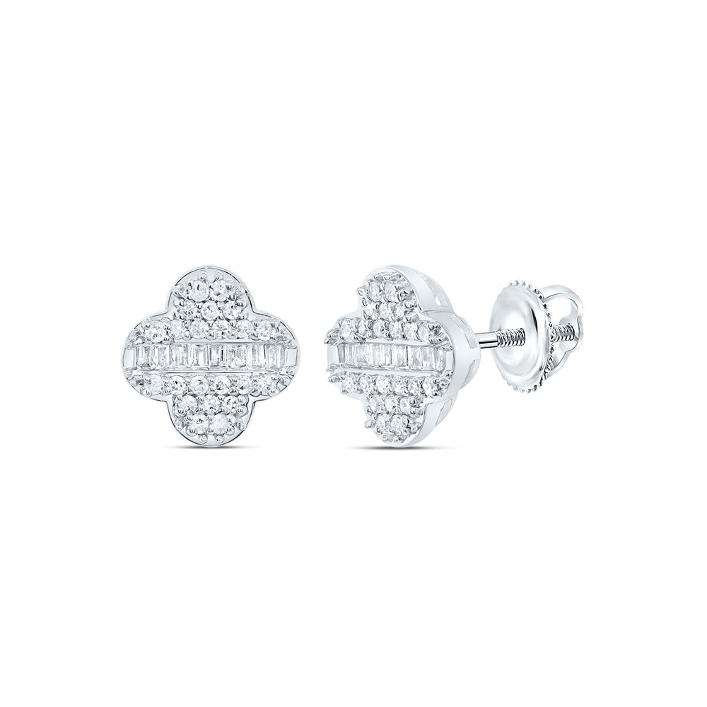 1/4CTW-NAT DIA P1 GIFT CLOVER STUD EARRING Daisy Joyeria