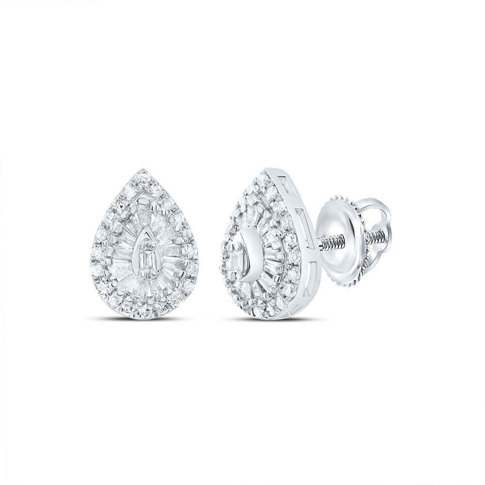 1/4CTW-NAT DIA P1 GIFT PEAR BAGUETTE EARRING Daisy Joyeria