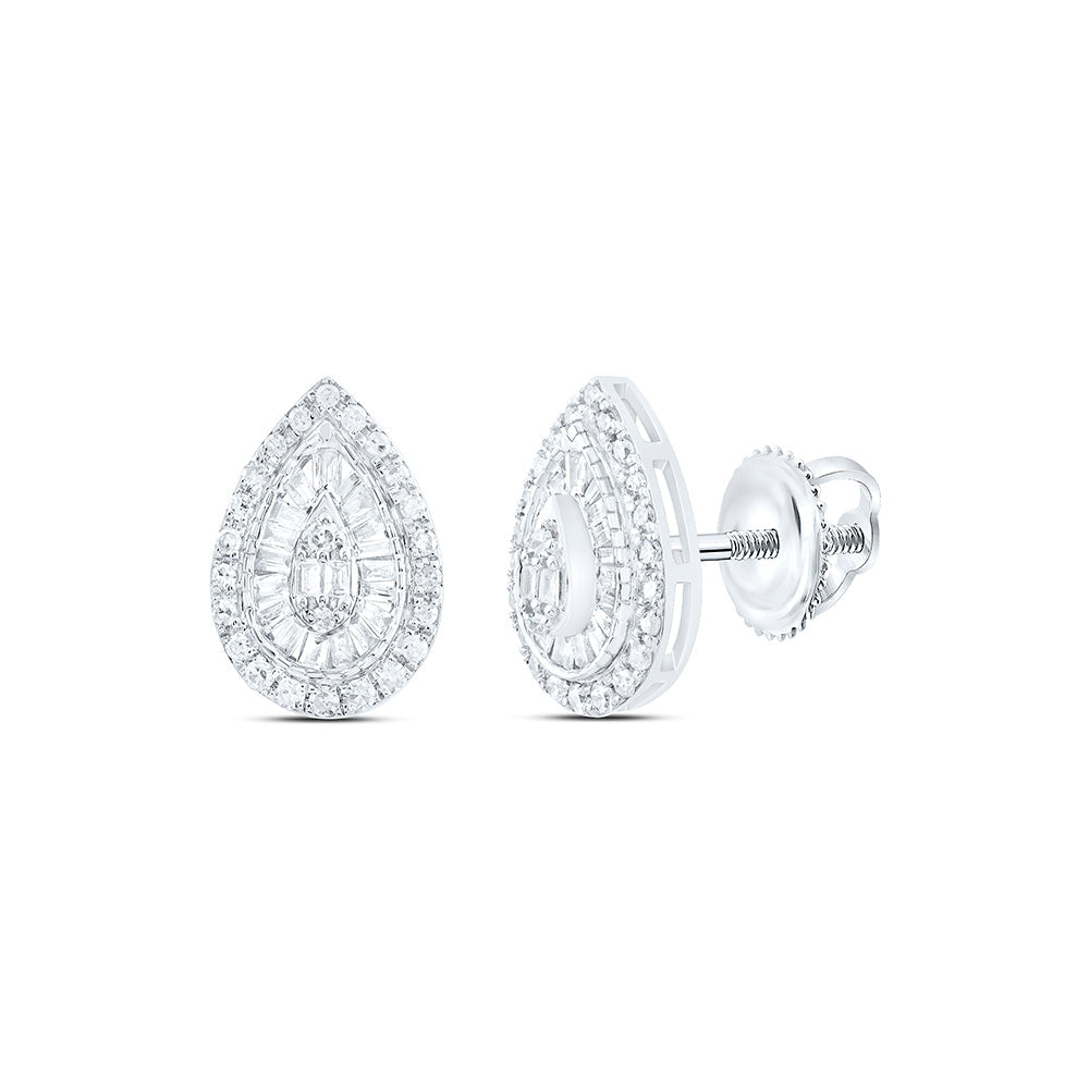 1/2CTW-NAT DIA P1 GIFT PEAR BAGUETTE EARRING Daisy Joyeria