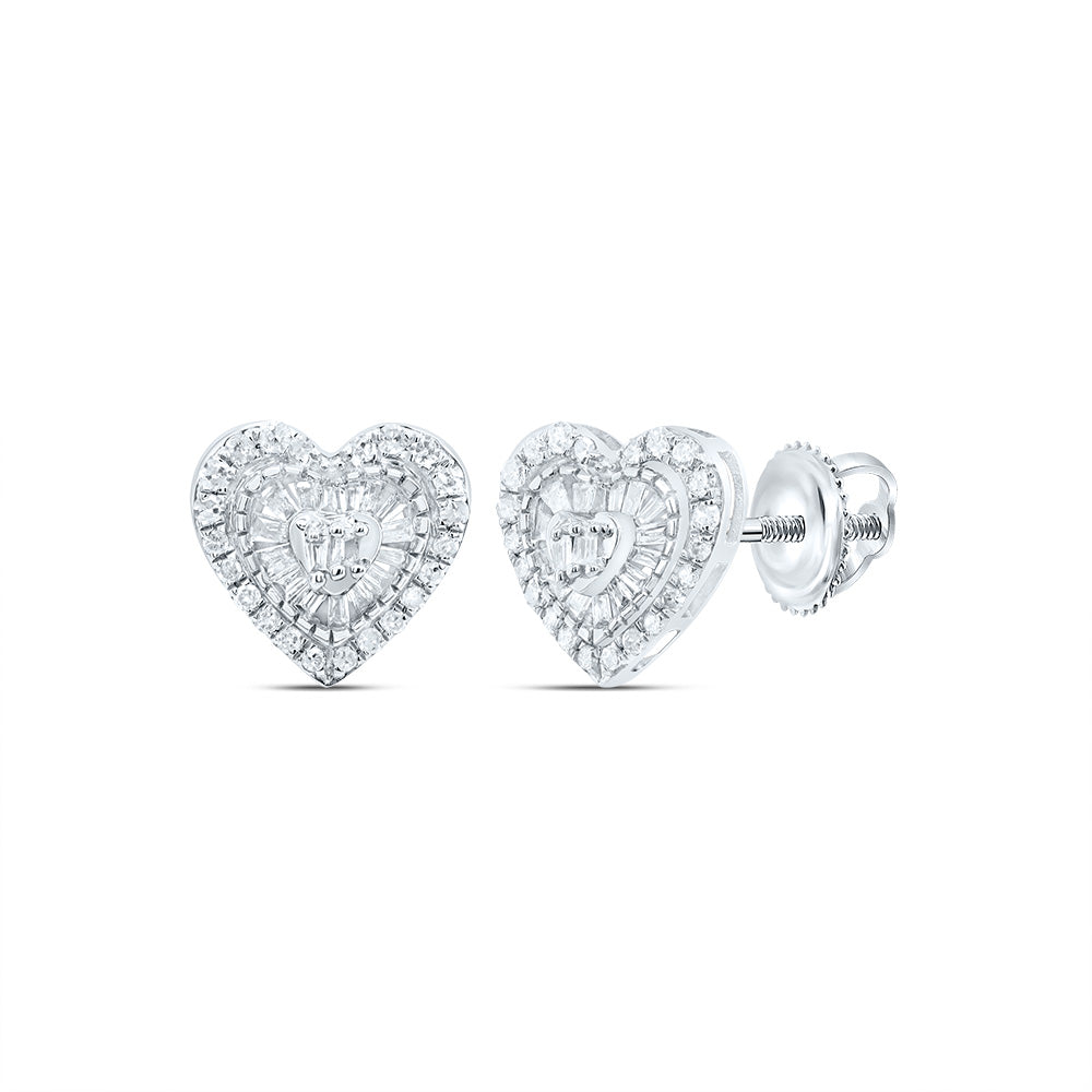 3/8CTW-NAT DIA P1 GIFT HEART BAGUETTE EARRING Daisy Joyeria