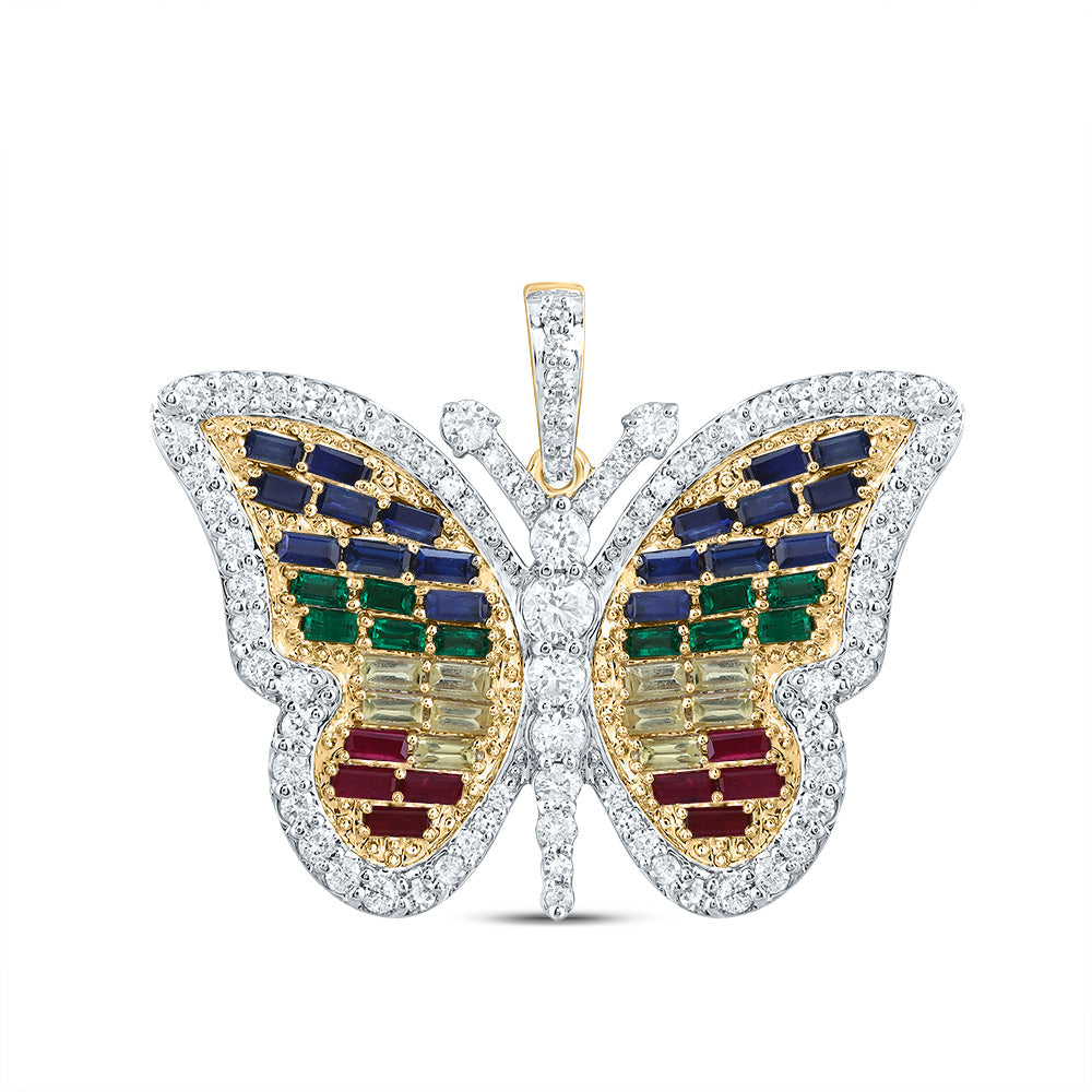 3/4CTW-NAT DIA CN 1 1/2CTW BAG-NAT GEM MULTI CLR SAPPHIRE BUTTERFLY PENDANT Daisy Joyeria