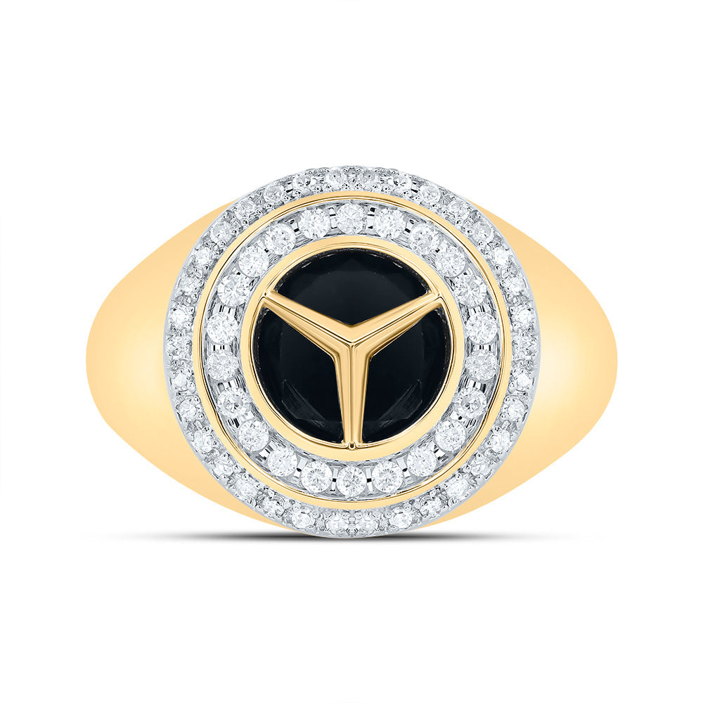 1/3CTW-NAT DIA P1 10 MM ROUND ONYX BLACK MENS RING 10 Daisy Joyeria