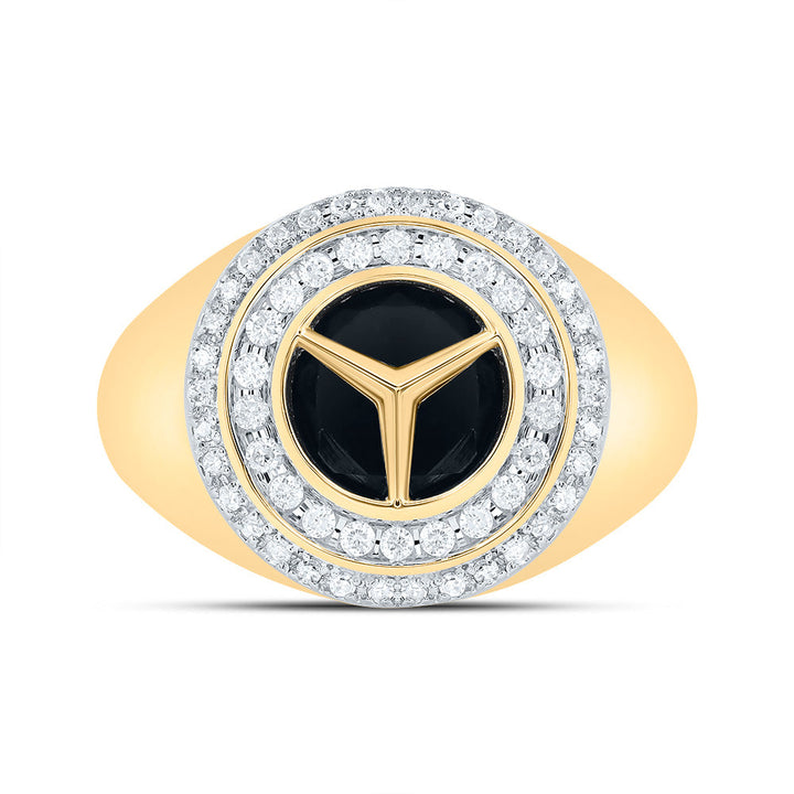 1/3CTW-NAT DIA P1 10 MM ROUND ONYX BLACK MENS RING 10 Daisy Joyeria