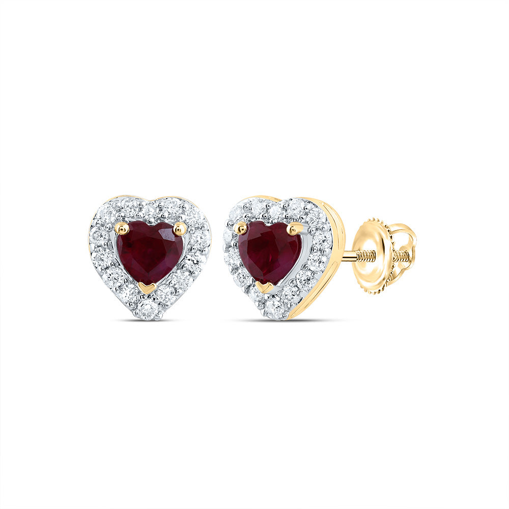 1/10CTW-NAT DIA CN 3MM HT-RU NAT GEM STUD HEART EARRING Daisy Joyeria