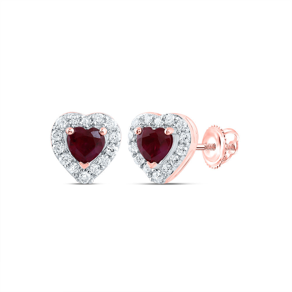 1/10CTW-NAT DIA CN 3MM HT-RU NAT GEM STUD HEART EARRING Daisy Joyeria