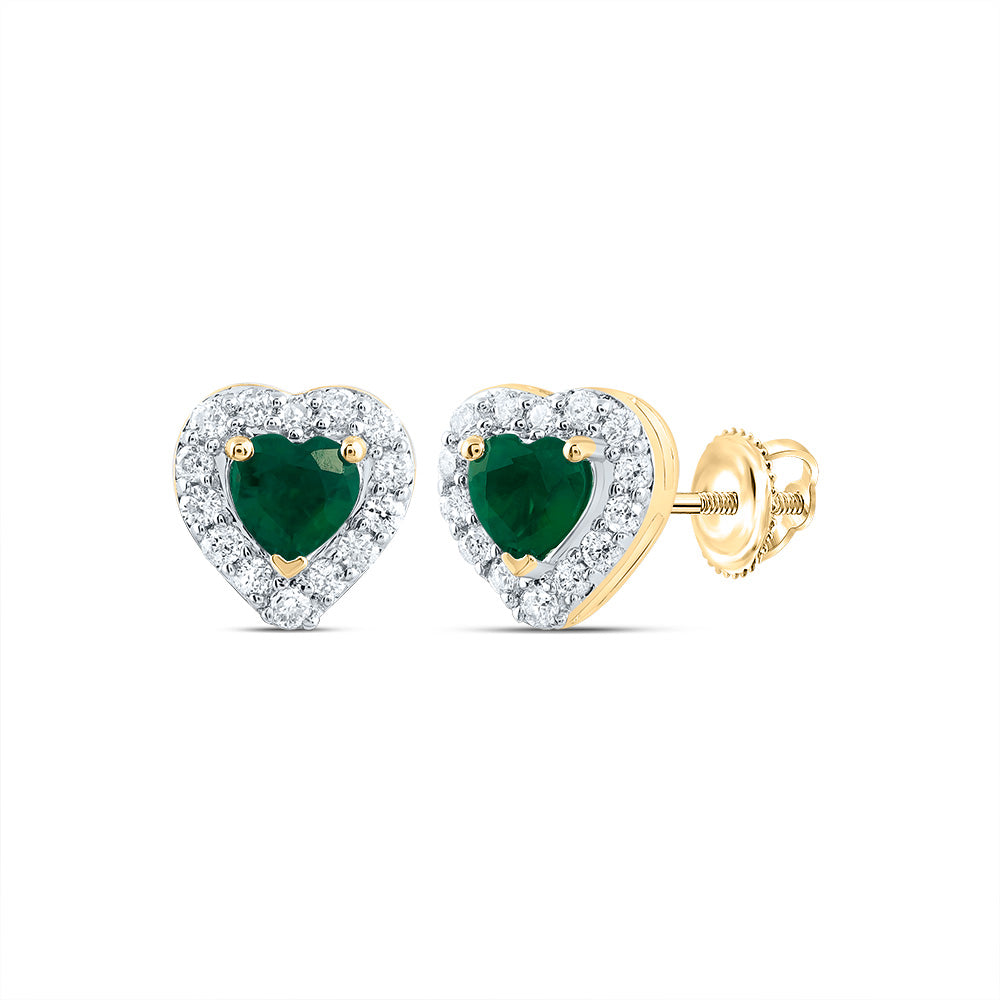 1/10CTW-NAT DIA CN 3MM HT-EM NAT GEM STUD HEART EARRING Daisy Joyeria