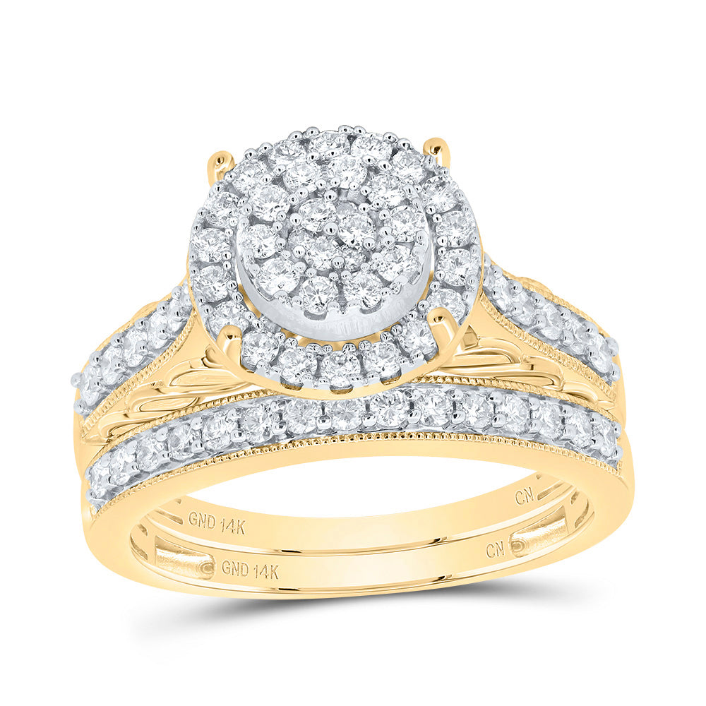 7/8CTW-DIA CN ROUND DOUBLE HALO BRIDAL SET 7 Daisy Joyeria