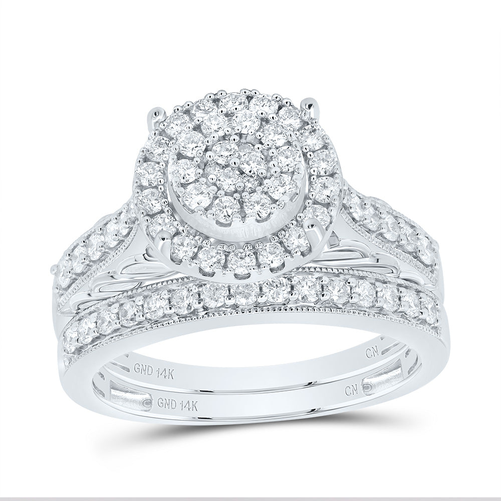7/8CTW-DIA CN ROUND DOUBLE HALO BRIDAL SET 7 Daisy Joyeria