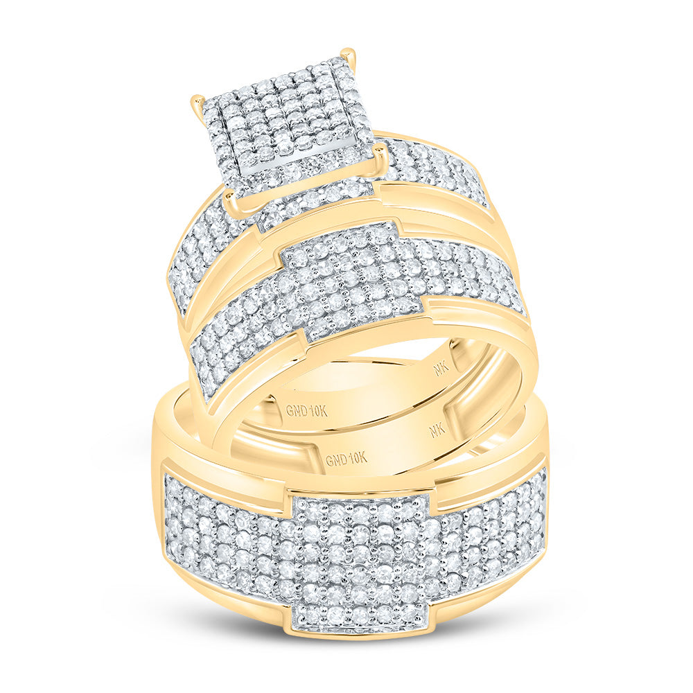 1 1/2CTW-DIA NK SQUARE TRIO SET 7 Daisy Joyeria
