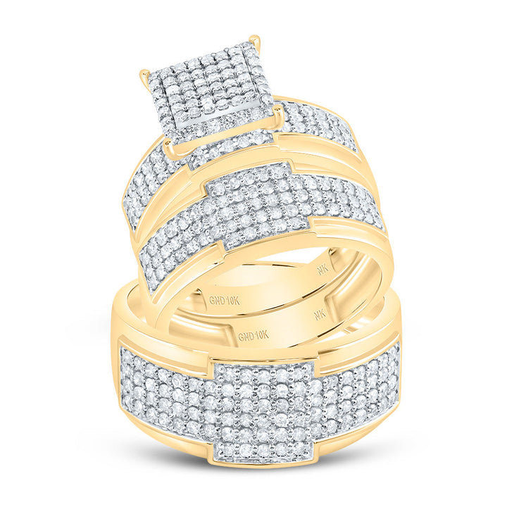 1 1/2CTW-DIA NK SQUARE TRIO SET 7 Daisy Joyeria
