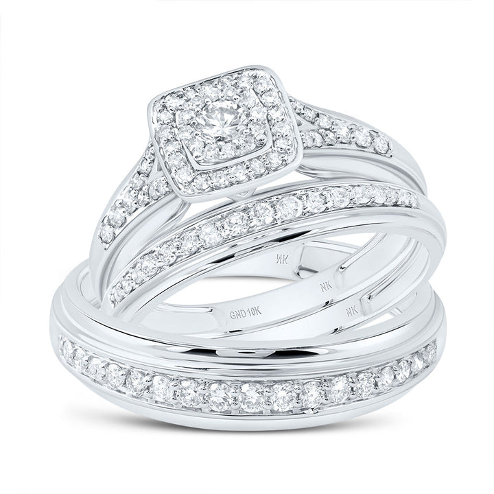 7/8CTW-DIA NK SQUARE TRIO SET 7 Daisy Joyeria