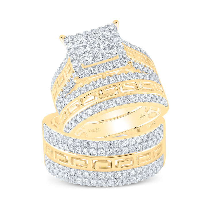 2 CTW-DIA ANA M 1/5CT-CRD SQUARE TRIO SET 7 Daisy Joyeria