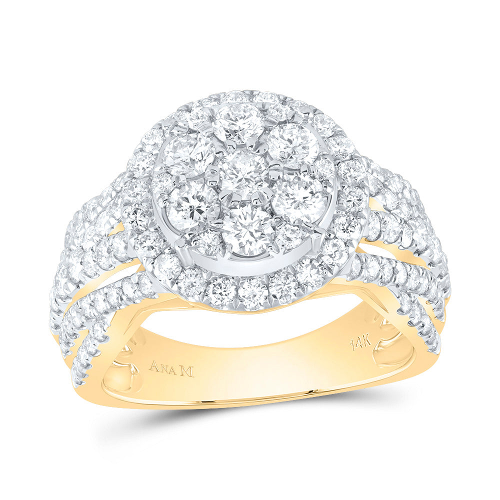 2CTW-DIA ANA M ROUND SINGLE HALO FASHION BRIDAL RING 7 Daisy Joyeria