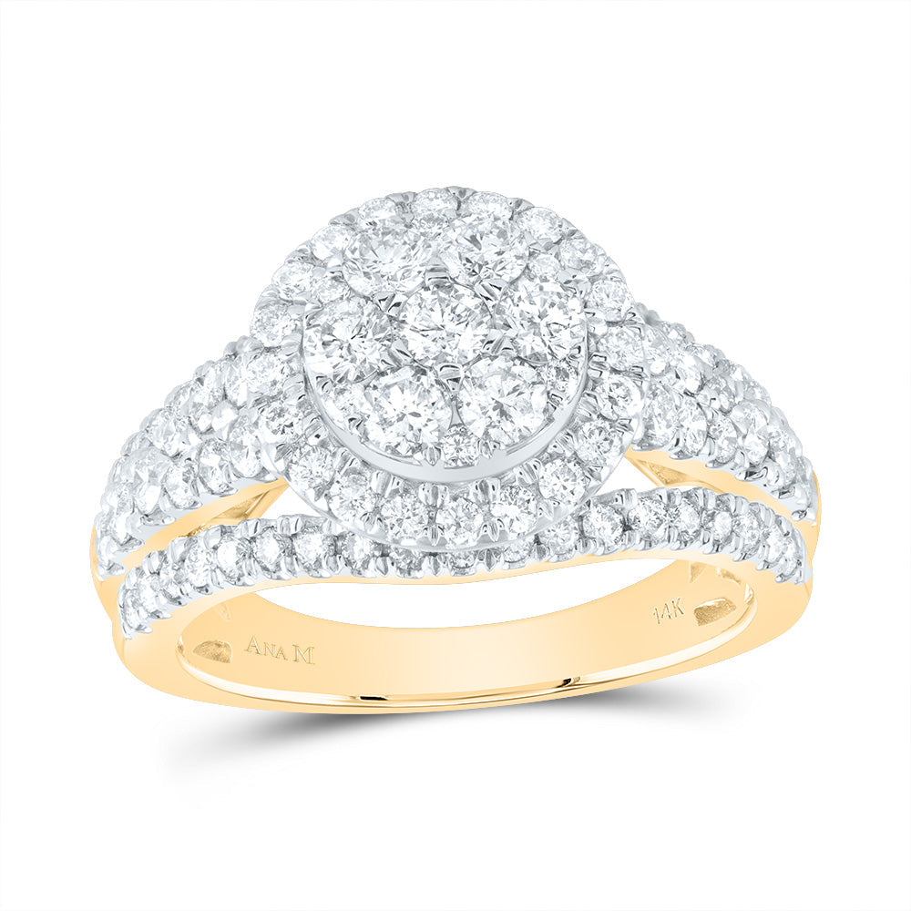 1 1/2CTW-DIA ANA M ROUND SINGLE HALO FASHION BRIDAL RING 7 Daisy Joyeria
