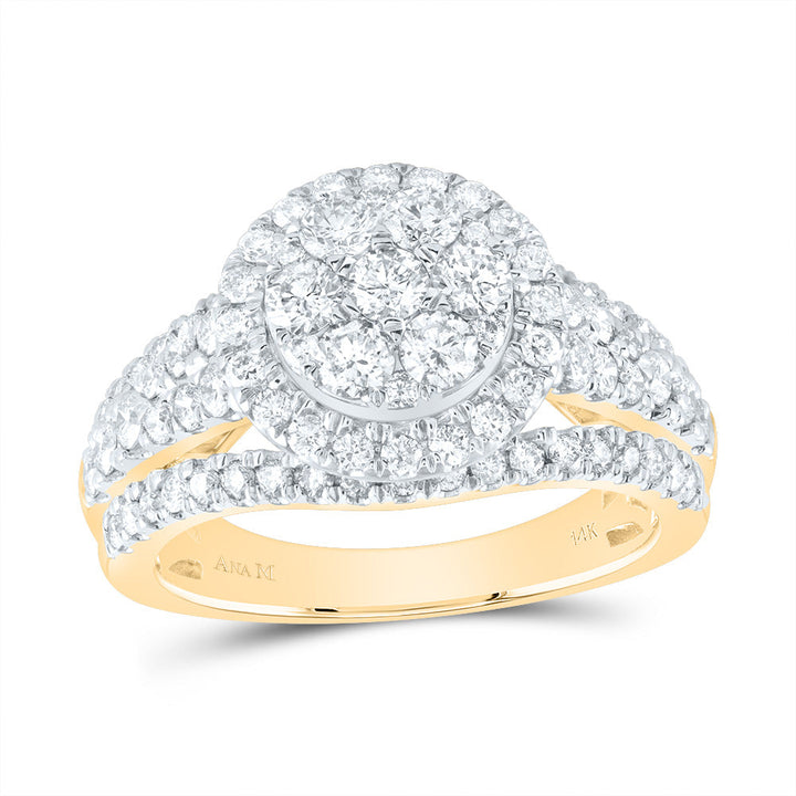 1 1/2CTW-DIA ANA M ROUND SINGLE HALO FASHION BRIDAL RING 7 Daisy Joyeria