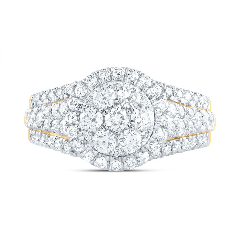 1 1/2CTW-DIA ANA M ROUND SINGLE HALO FASHION BRIDAL RING 7 Daisy Joyeria