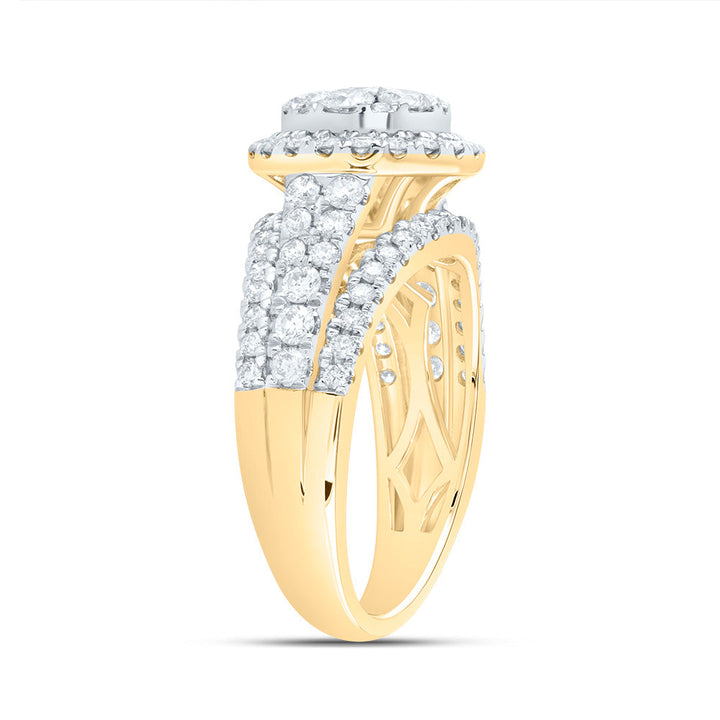 1 1/2CTW-DIA ANA M ROUND SINGLE HALO FASHION BRIDAL RING 7 Daisy Joyeria