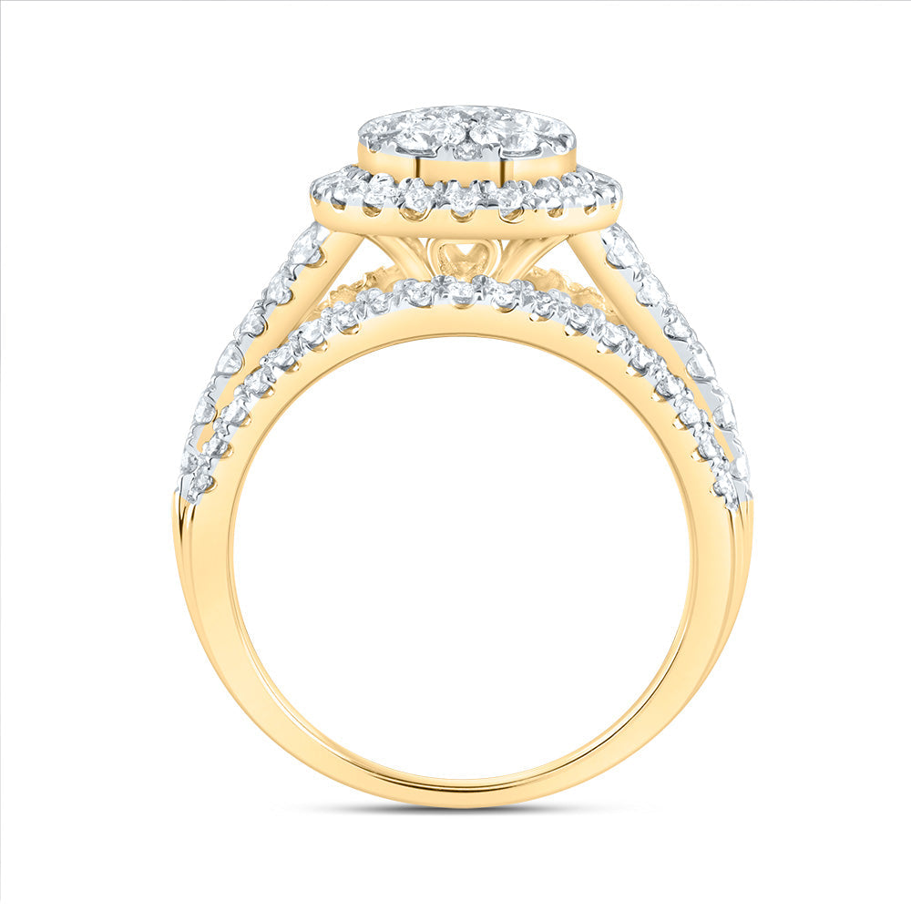 1 1/2CTW-DIA ANA M ROUND SINGLE HALO FASHION BRIDAL RING 7 Daisy Joyeria
