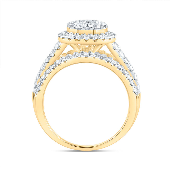 1 1/2CTW-DIA ANA M ROUND SINGLE HALO FASHION BRIDAL RING 7 Daisy Joyeria
