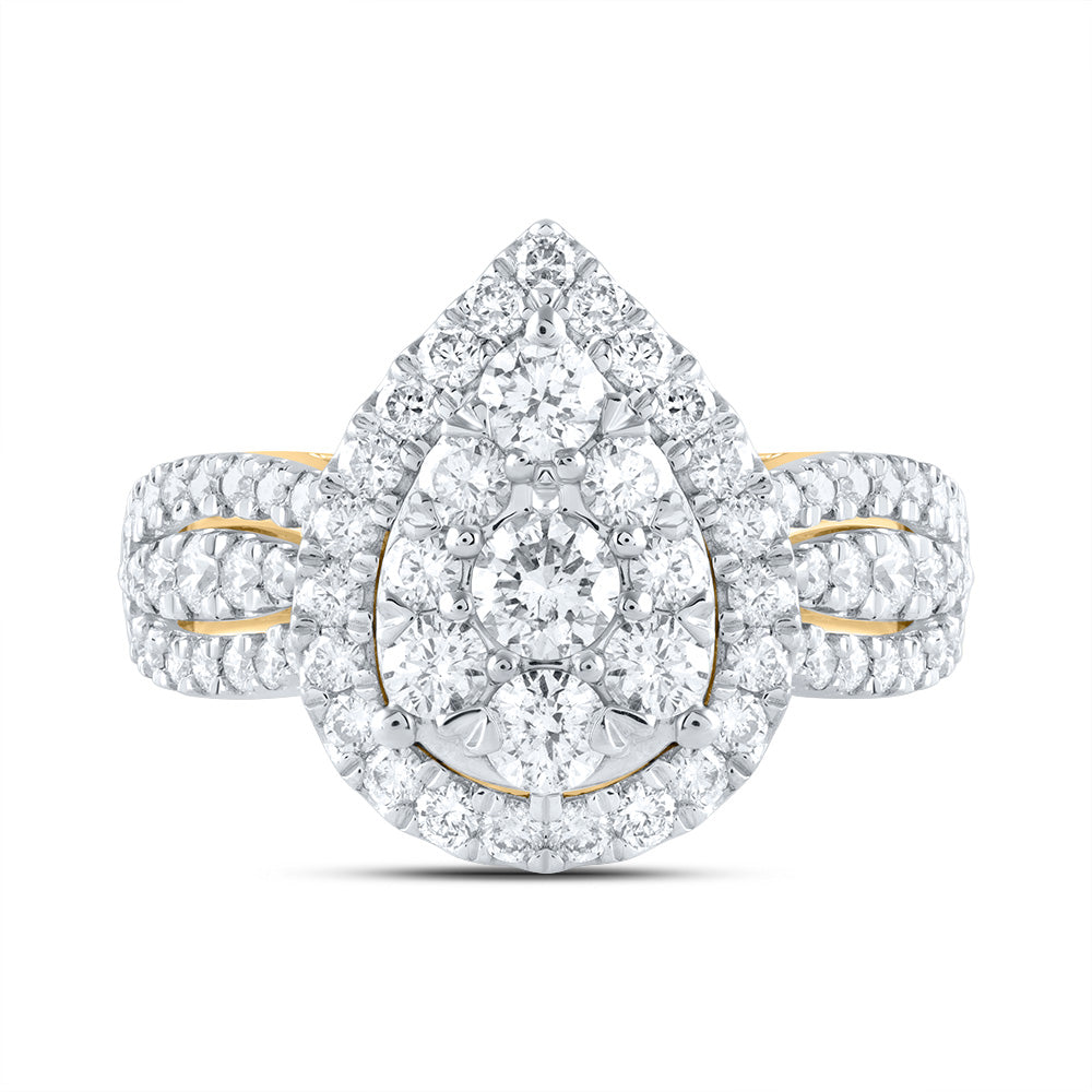 1 1/2CTW-DIA ANA M 1/5CT-CRD PEAR SINGLE HALO BRIDAL RING 7 Daisy Joyeria