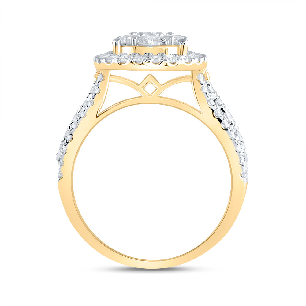 1 1/2CTW-DIA ANA M 1/5CT-CRD PEAR SINGLE HALO BRIDAL RING 7 Daisy Joyeria