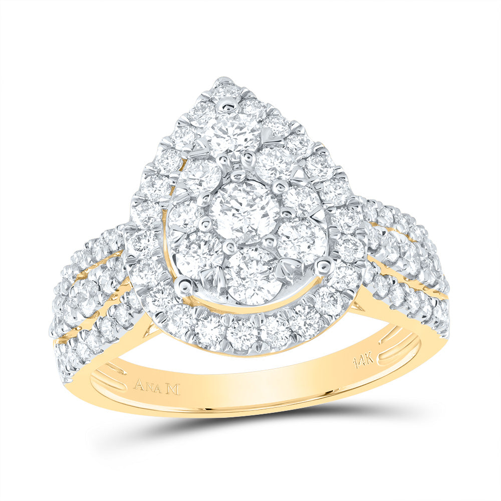 1 1/2CTW-DIA ANA M 1/5CT-CRD PEAR SINGLE HALO BRIDAL RING 7 Daisy Joyeria