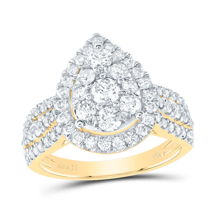 1 1/2CTW-DIA ANA M 1/5CT-CRD PEAR SINGLE HALO BRIDAL RING 7 Daisy Joyeria