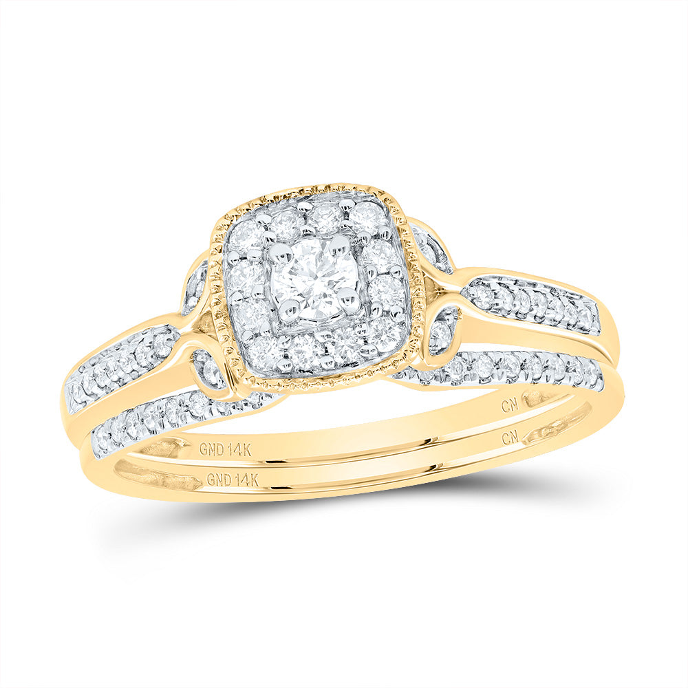 1/3CTW-DIA CN CUSHION SINGLE HALO BRIDAL SET 7 Daisy Joyeria