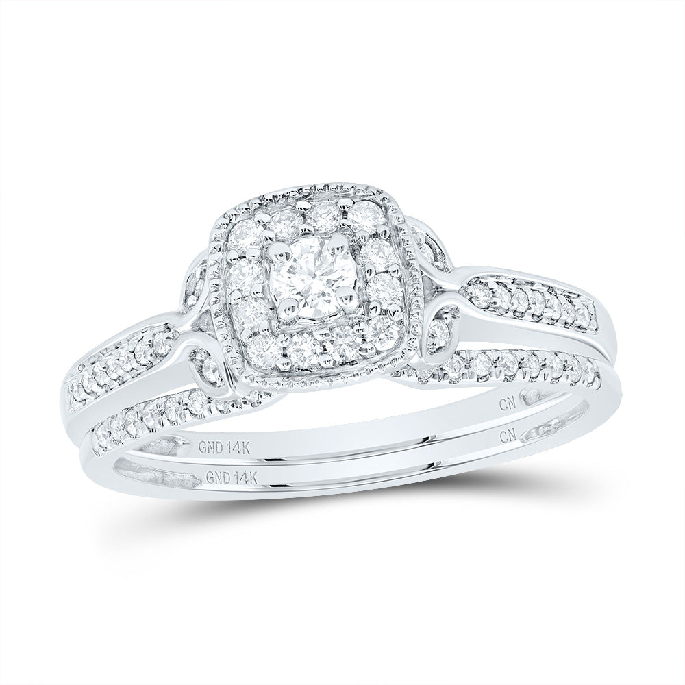 1/3CTW-DIA CN CUSHION SINGLE HALO BRIDAL SET 7 Daisy Joyeria