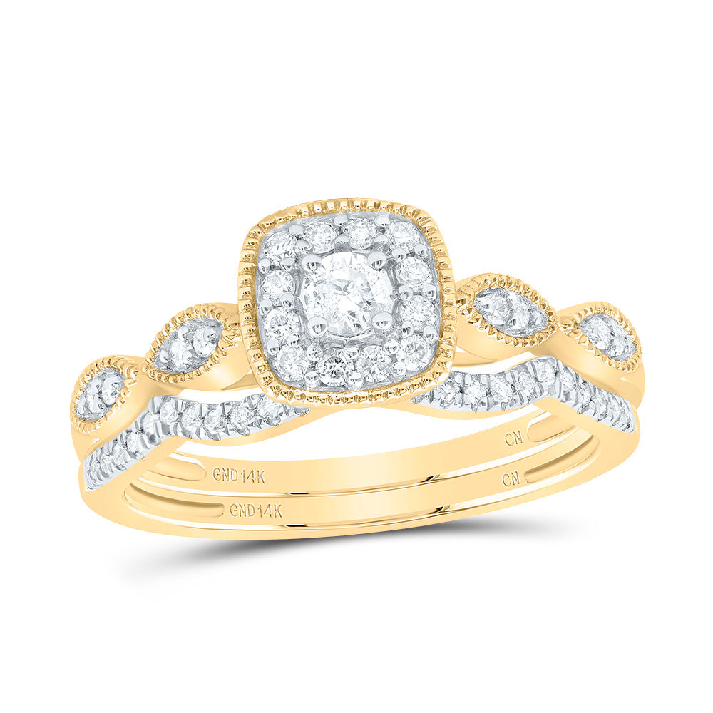 1/3CTW-DIA CN CUSHION SINGLE HALO BRIDAL SET 7 Daisy Joyeria
