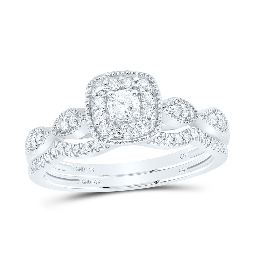 1/3CTW-DIA CN CUSHION SINGLE HALO BRIDAL SET 7 Daisy Joyeria