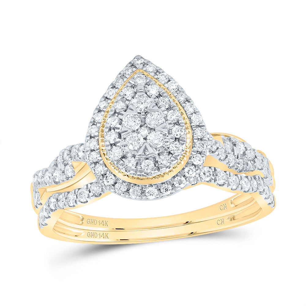 1/2CTW-DIA CN PEAR DOUBLE HALO BRIDAL SET 7 Daisy Joyeria