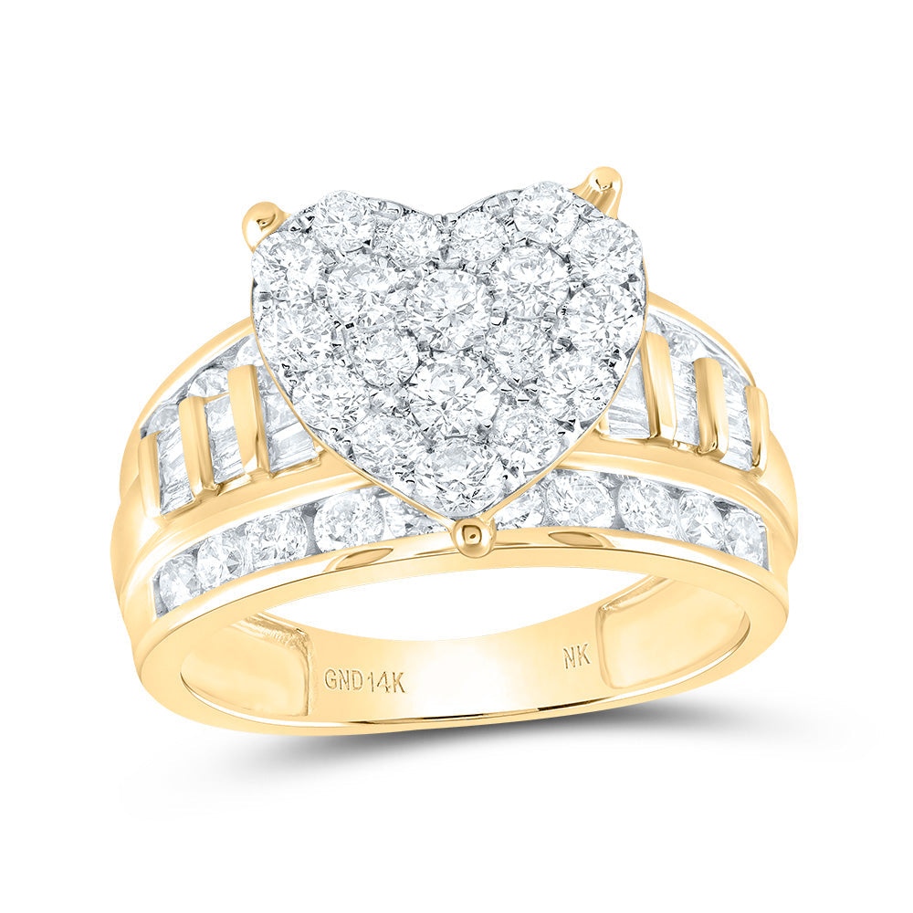 14kt Yellow Gold Round Diamond Heart Bridal Wedding Engagement Ring 2 Cttw 7 Daisy Joyeria