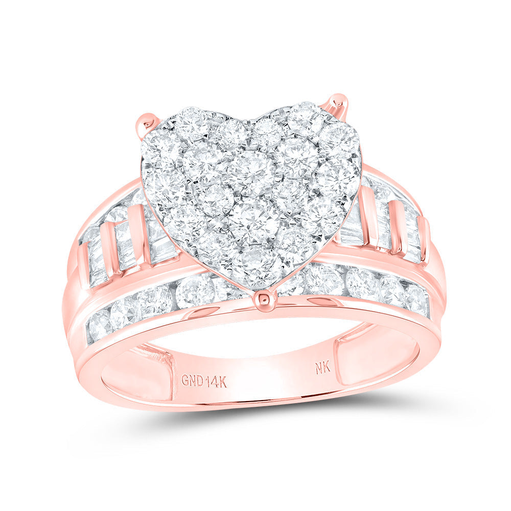 14kt Rose Gold Round Diamond Heart Bridal Wedding Engagement Ring 2 Cttw 7 Daisy Joyeria