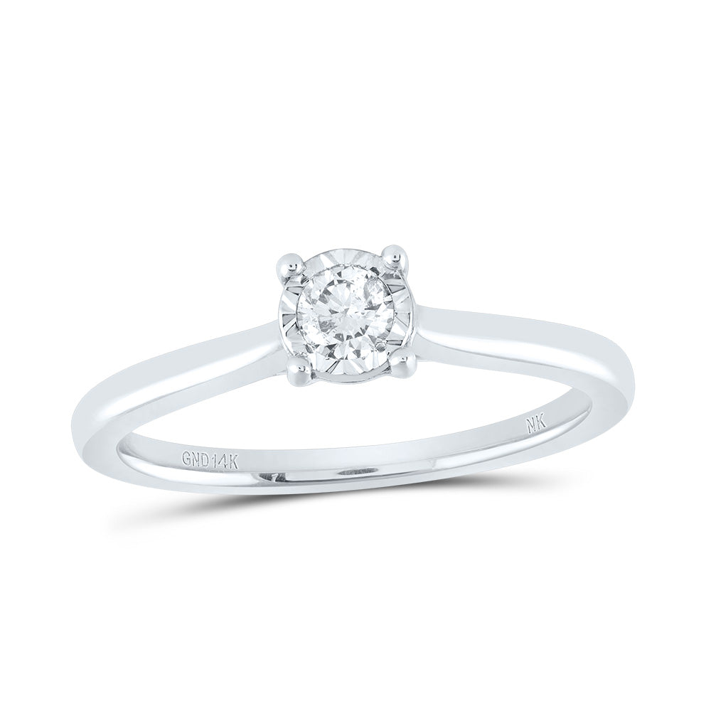 14kt White Gold Womens Round Diamond Solitaire Ring 1/6 Cttw 7 Daisy Joyeria
