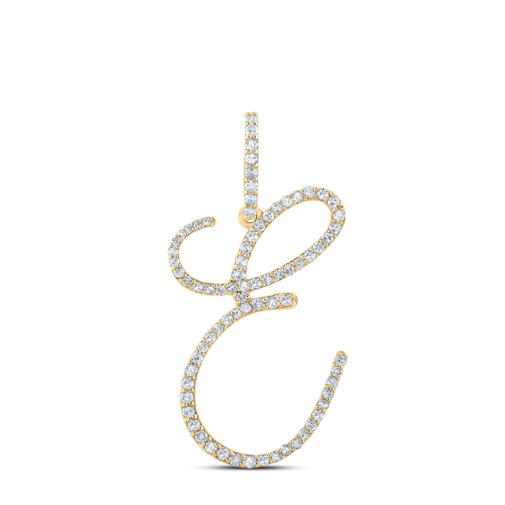 14kt White Gold Womens Round Diamond E Initial Letter Pendant 1/2 Cttw Daisy Joyeria